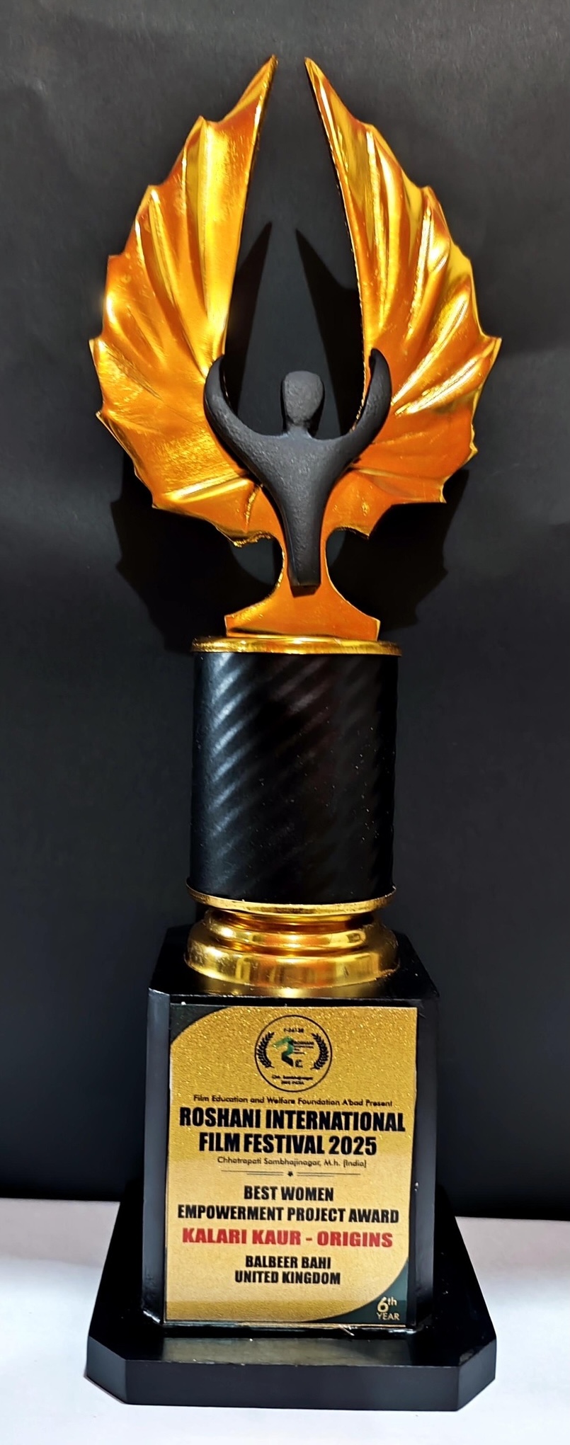 Roshani International Film Festival Award Trophy